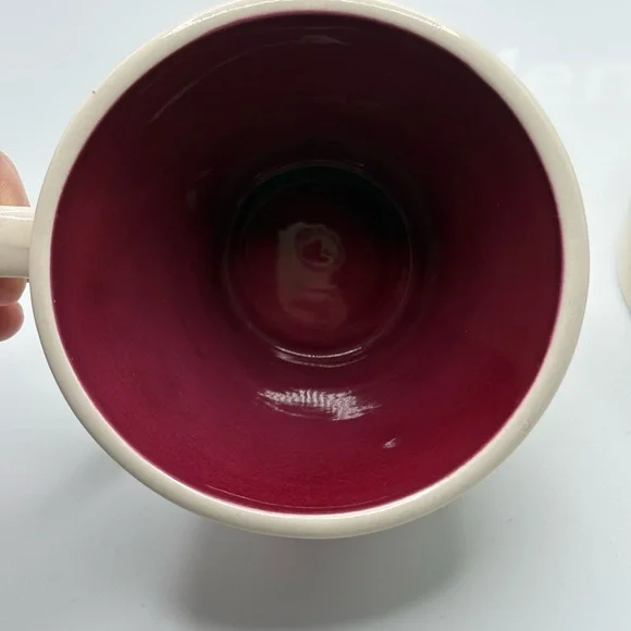 Two Starbucks 2007 Ceramic Falling Leaves Mugs Red and Green 8 oz - Picture 10 of 15